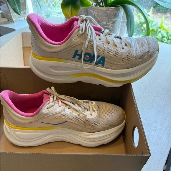 Hoka One One Women's Beige and Pink Athletic Shoes - Picture 1 of 4